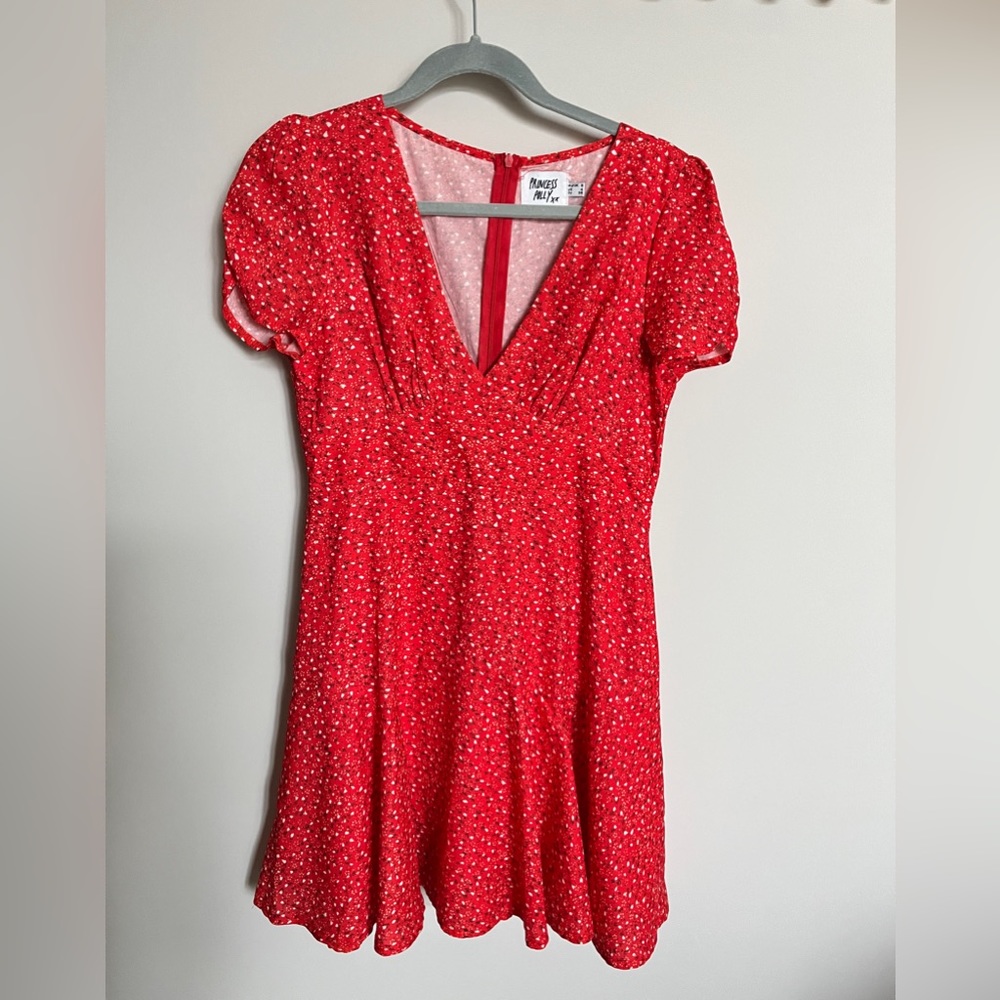 Princess Polly Red Floral Short Sleeve Mini Dress